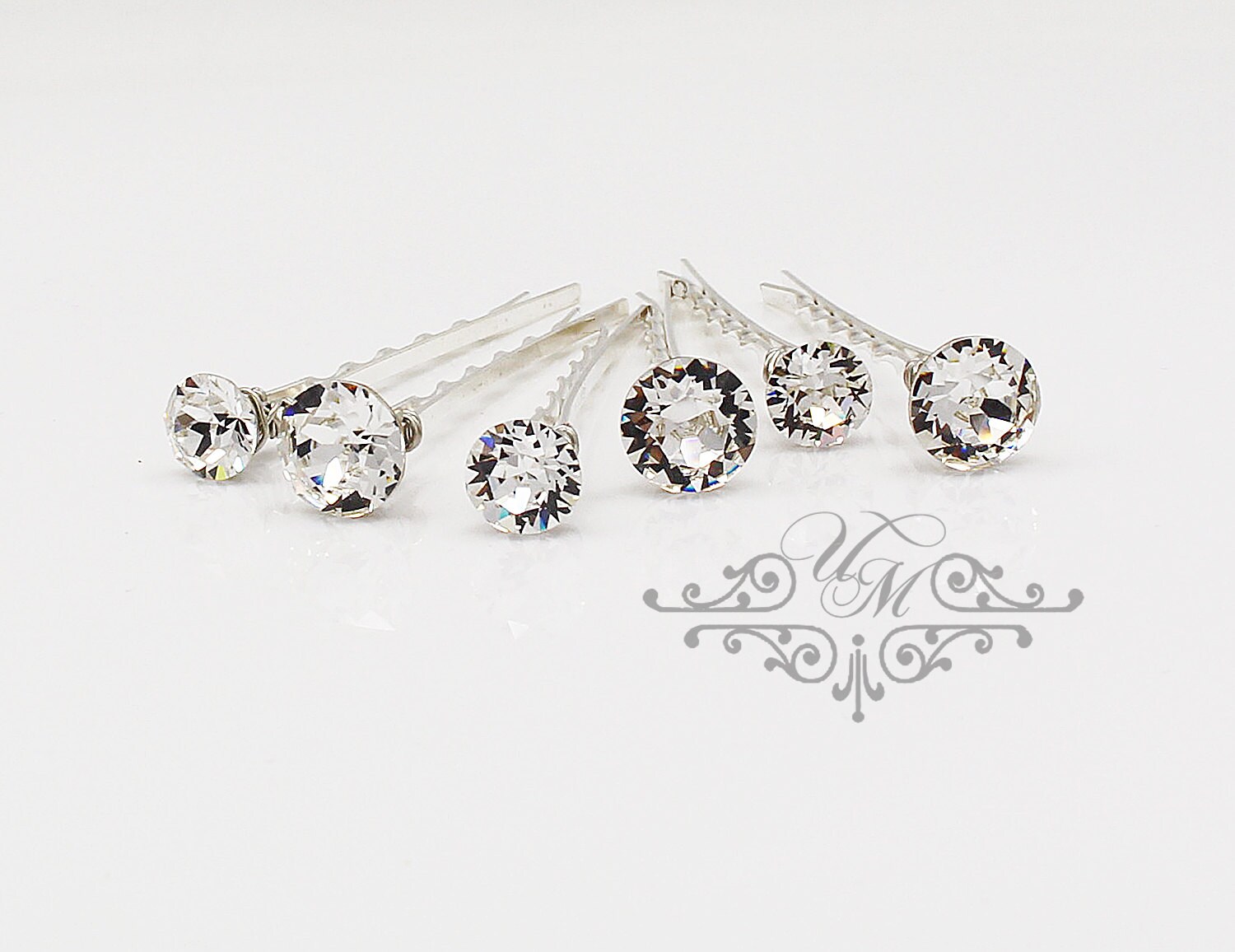 Set Of 6 Swarovski Crystal Hair Pins Wedding Hair Pins Wedding Etsy