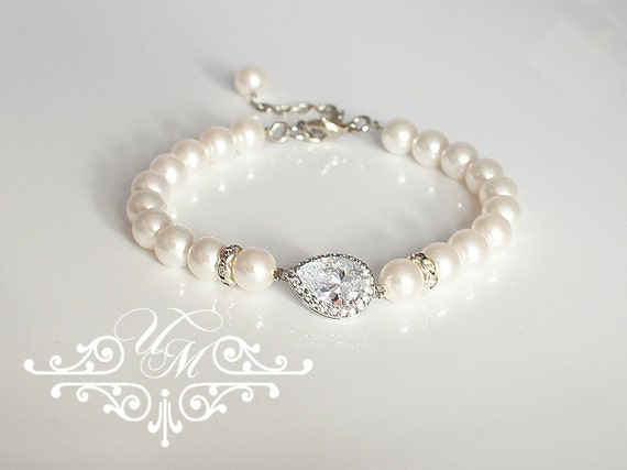 Wedding Jewelry AAA Cubic ZIRCONIA teardrop Bracelet Bridal | Etsy