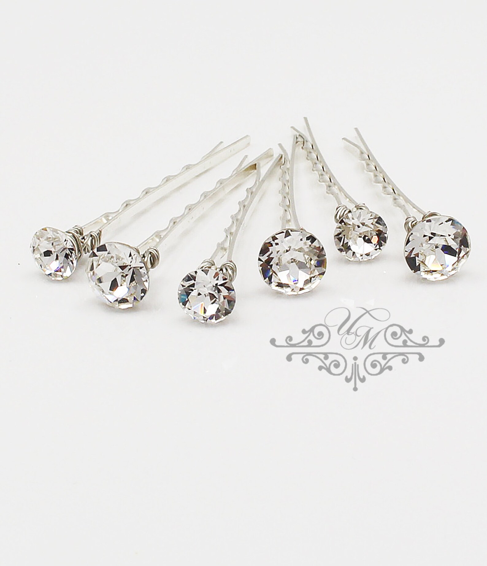 Set of 6 Swarovski Crystal Hair Pins Wedding Hair Pins Wedding Hair