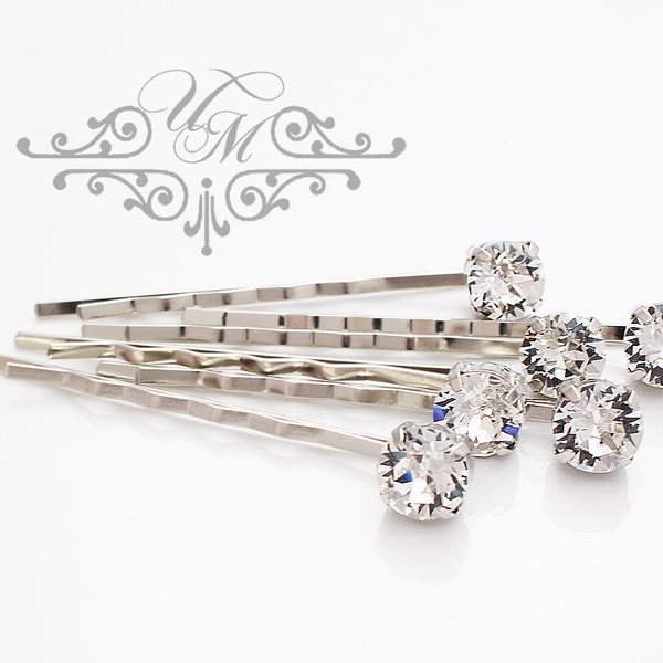 Set of 6 Swarovski Crystal hair pins 6mm 8mm 10mm Wedding Hair pins Accessories Bridal Bridesmaids hair pins Swarovski rhinestone Headpiece