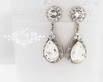 Wedding Jewelry Wedding Earrings Bridal Earrings Bridesmaids Earrings Swarovski Crystal earrings Dangle Teardrop earrings studs - ORLA TECA