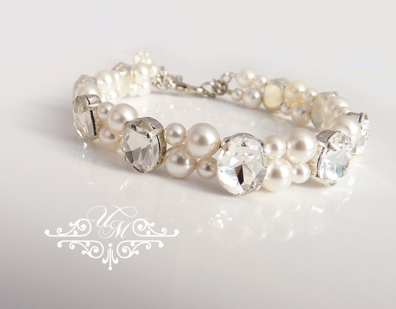 Wedding Jewelry Swarovski Pearl Bracelet Double strands Pearl | Etsy