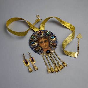 On Request ONLY - Gorgeous set pendant & earrings &quot;Ravenna&#39;s tresor&quot; in Baroque style