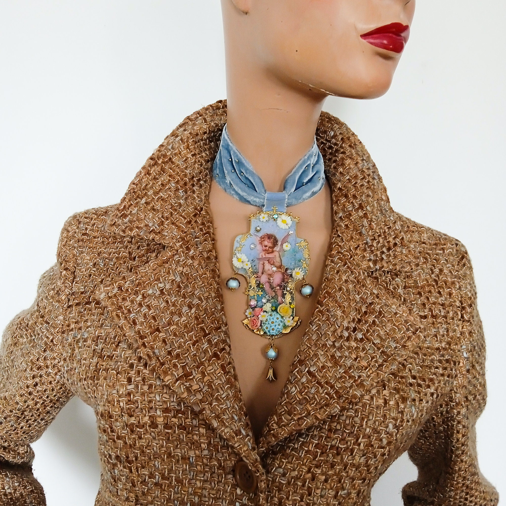 SOLD OUT Choker With a Crosspendant cupid's Eternal Spring in Rococo