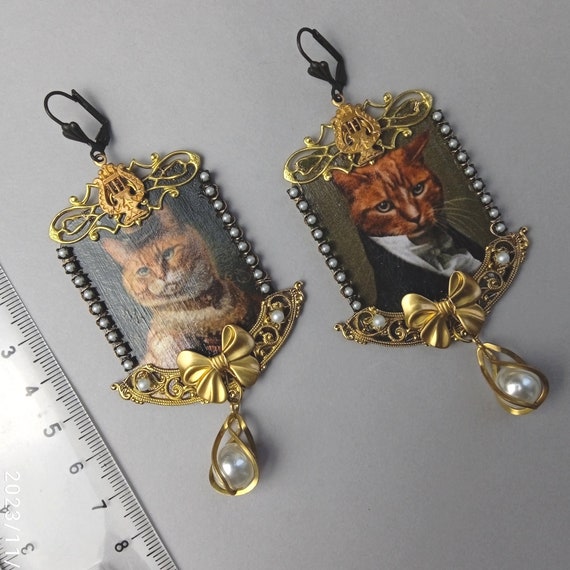 Boucles D'oreilles Dormeuses Vintage Années 90 - Marquises Baroques - Occasion Très Bon état