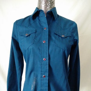 Vintage women&#39;s western Deadstock shirt blue long sleeve by H Bar C California size 32