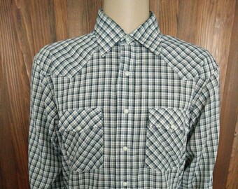 Vintage 70s Towncraft Plaid Western Shirt, XL