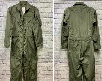 Coveralls 27/P flyers summer fire resistant sage green utility mechanic jump suit long sleeve outfit size 36L.