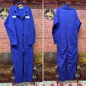 Red Kap blue utility garage mechanic coveralls long sleeve outfit size 40L 100% cotton.