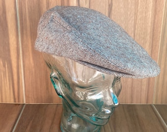 Vtg Bianchi wool ivy cap flat plaid hat size 7 1/4- 7 3/8 like a large made in U.S.A.