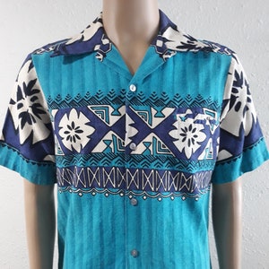 The Ritz Honolulu Hawaiian men&#39;s shirt tribal print 100% cotton size medium made in U.S.A..