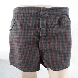 70&#39;s B.V.D. swim shorts trunks brown plaid size Large 38/40