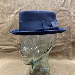 Chopeaux Moderne Royal Beaver de luxe Pork Pie black felt hat size 7 Made in U.S.A.
