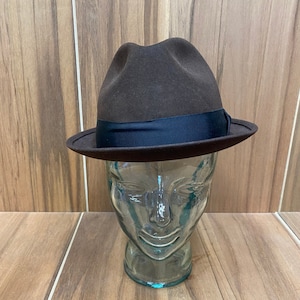Mallory Masters brown felt brimmed fedora hat size 7 1/8 made in U.S.A.