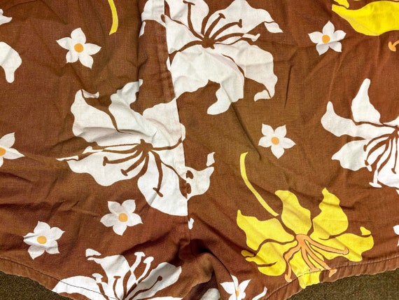70's swim shorts cotton trunks floral print plaid… - image 8