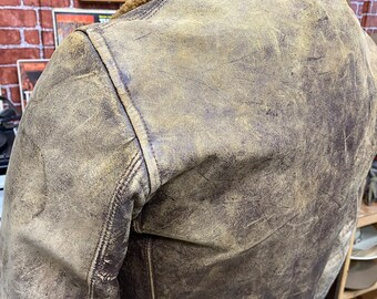 50's Half Belt Sport Jacket Brown Horsehide Leather Car Club