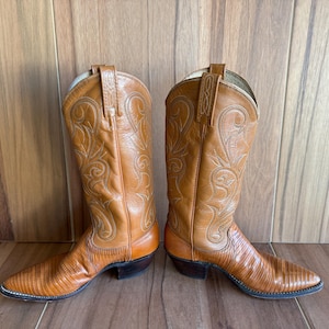 VTG Dan Post cowboy western ranch leather boots size 7M made in U.S.A.