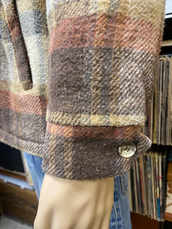 70's Sears Outerwear wool plaid sherpa lined spor… - image 9