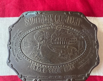 Vtg Tiffany & Co New York Southern Comfort belt brass buckle.