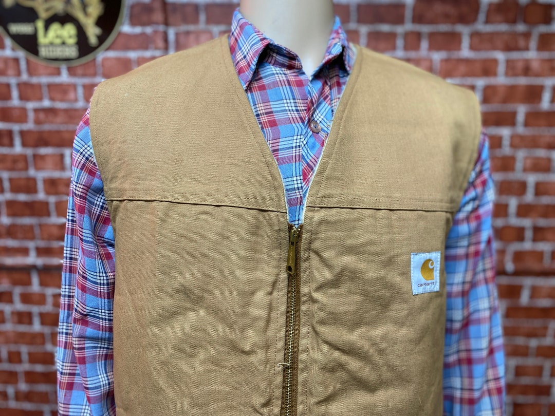 Carhartt Size 3XL Brown Cotton Duck Work Sherpa Lining Vest Made in U.S