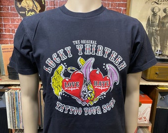 Tattoo your soul Rockabilly Hot Rod Lucky 13 black t-shirt size medium.