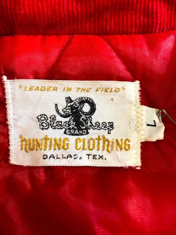 60's Black Sheep Size Large Dallas Texas Red Hunting Coat Jacket