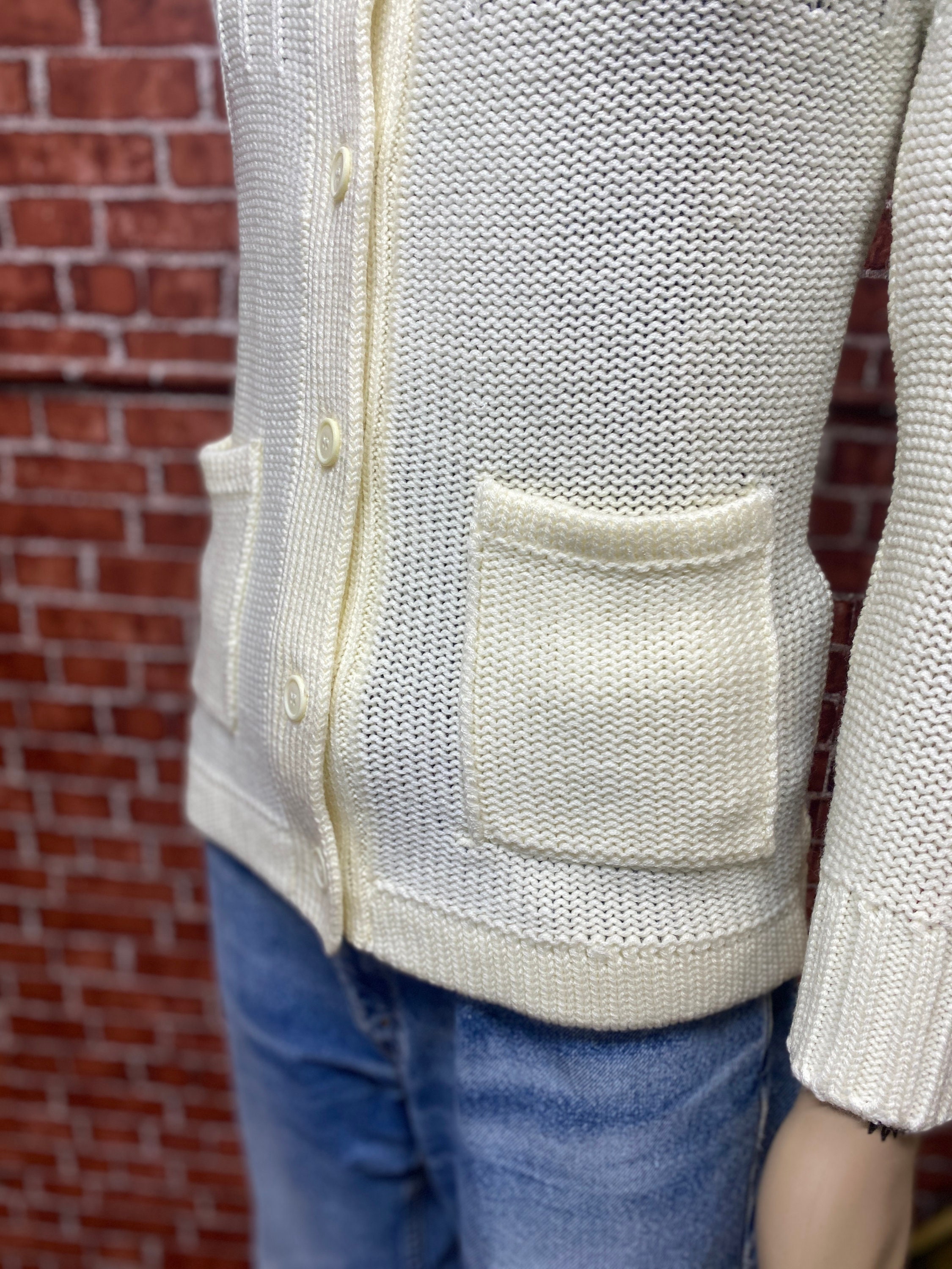 70's〜 Sears Acryl Knit Cardigan VTG 70s Sears Acrylic Cable Knit Cardigan Sweater Brown | eBay