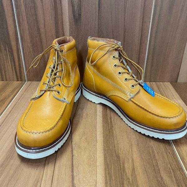 Texas Steer moc toe camel NEW OLD STOCK travail porter des bottes en cuir d'extérieur taille 12.