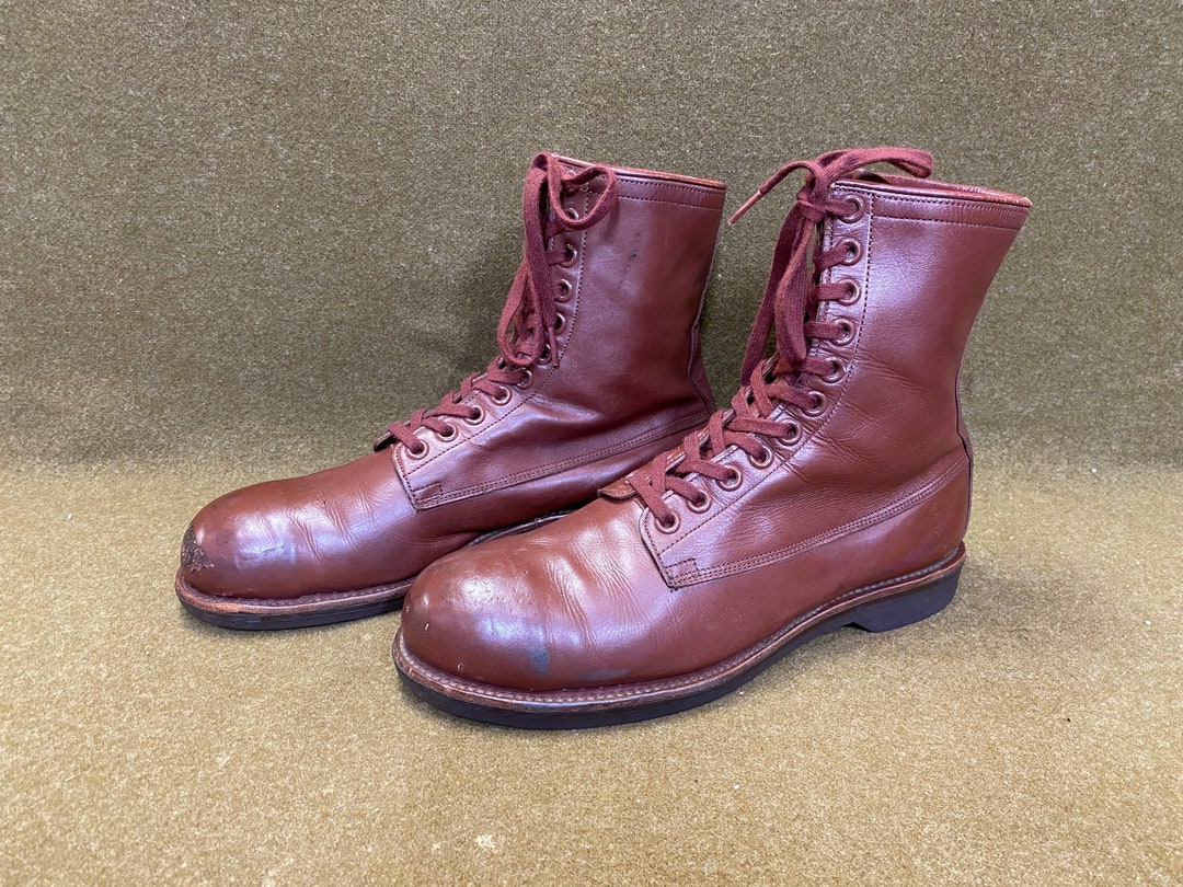 1962 Korean War Era Combat Jump Utility Steel Toe Men's Maroon Leather