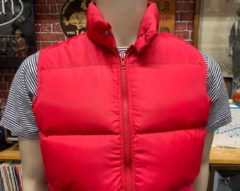 80's Jones goose down filled puffer vest red size medium made in U.S.A.