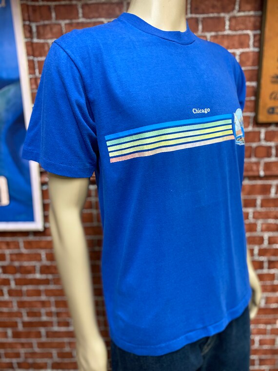Chicago 80's souvenir blue t-shirt single needle … - image 2