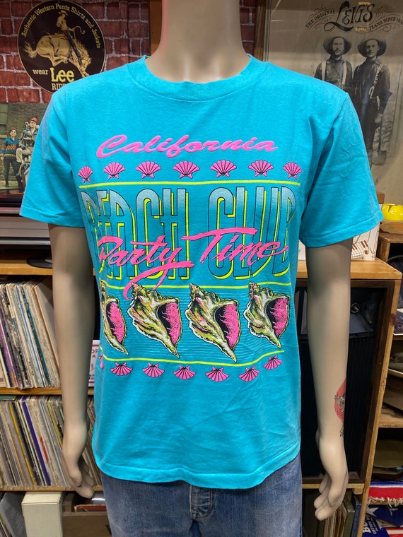 90's California Beach Club Party Time flock print… - image 6