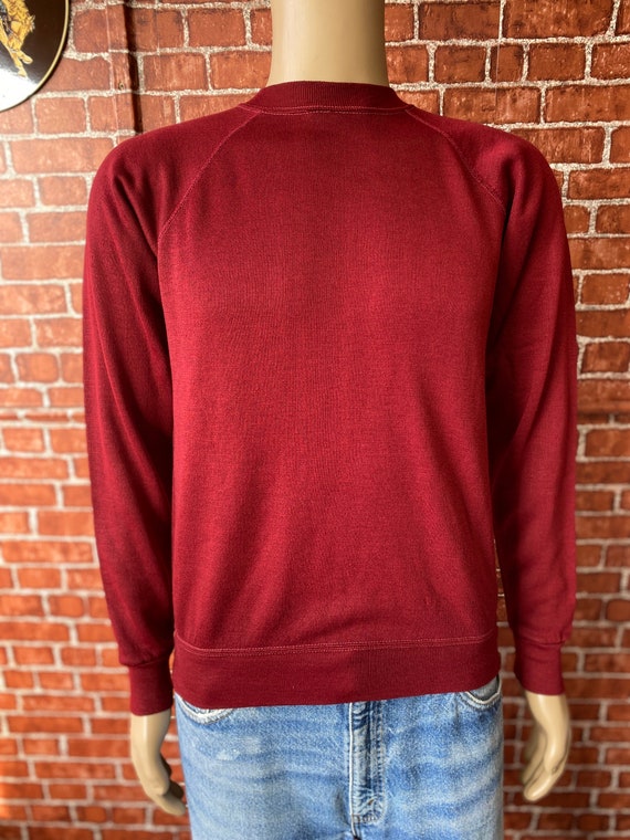 80's burgundy soft sweatshirt blank basic sport g… - image 4