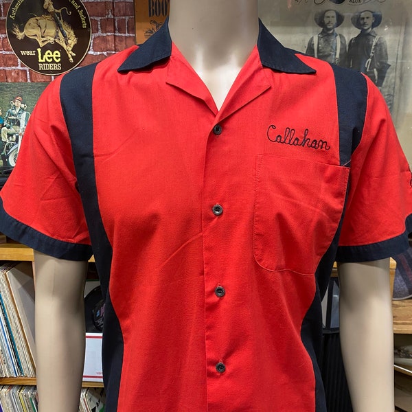 Cruisin red and black bowling shirt size small made in U.S.A.