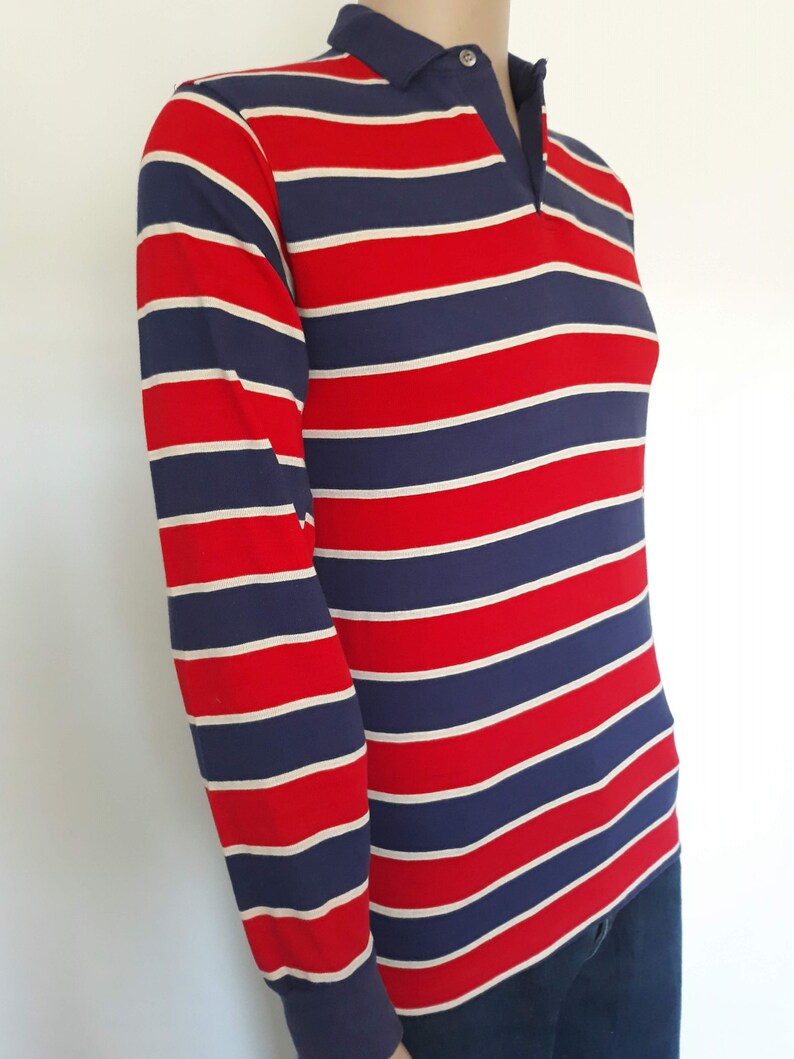 Vintage 1980/'s men/'s Forge striped long sleeve fashion knit shirt size medium made in Usa.