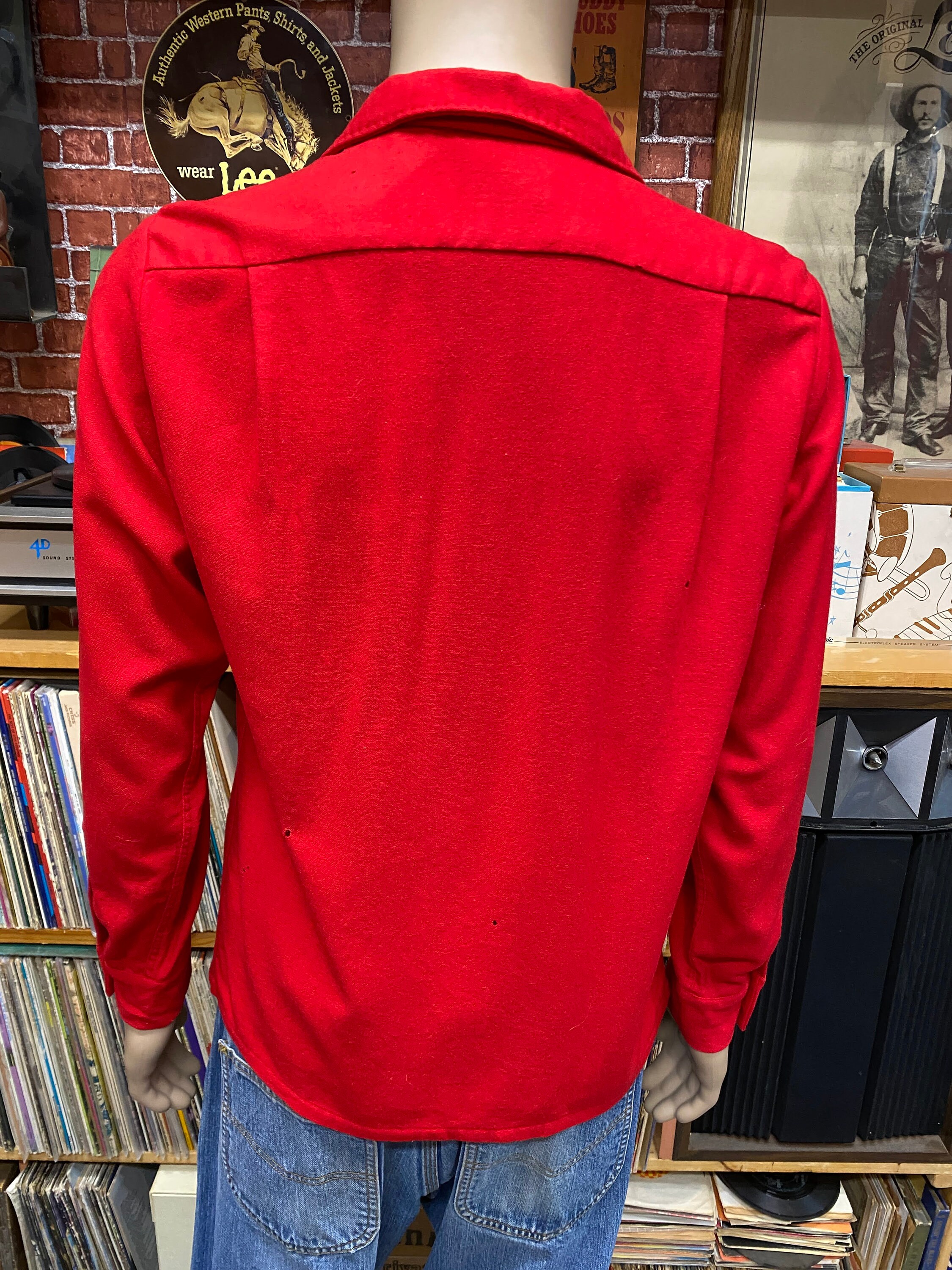 50's Sportsman California Men's Red Wool Shirt Long Sleeve Size