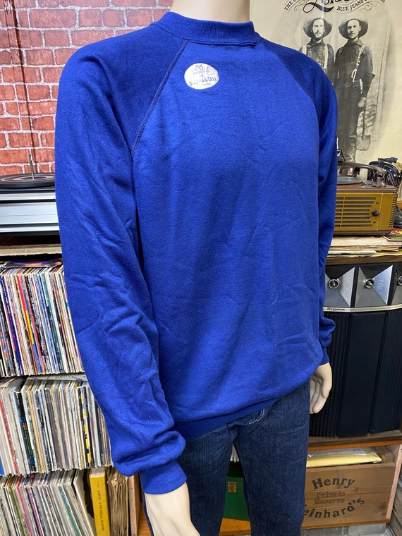 80's JCPenney UNWORN blue soft sweatshirt blank b… - image 2