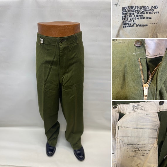 NOS M-51 Korean War US Army Men's Field Wool Olive Green Pants Size Large  Long Waist 35 to 39. -  Canada