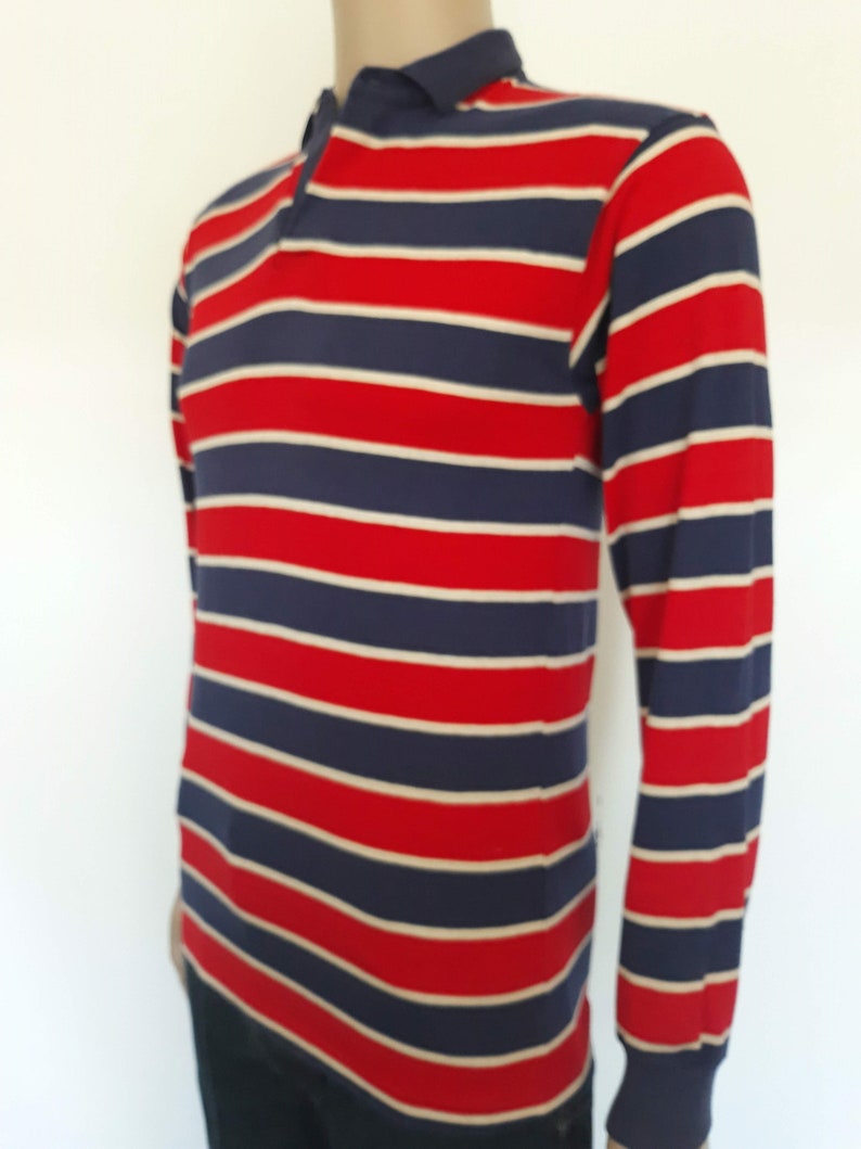 Vintage 1980/'s men/'s Forge striped long sleeve fashion knit shirt size medium made in Usa.