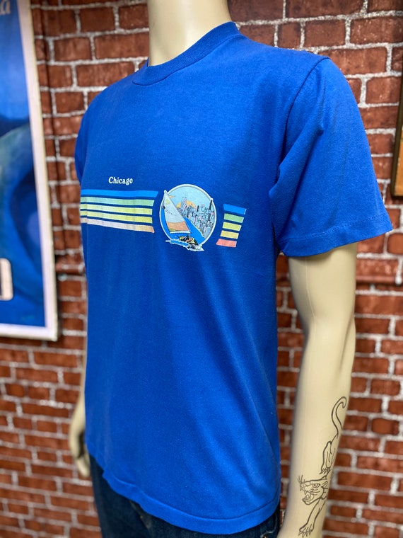 Chicago 80's souvenir blue t-shirt single needle … - image 5