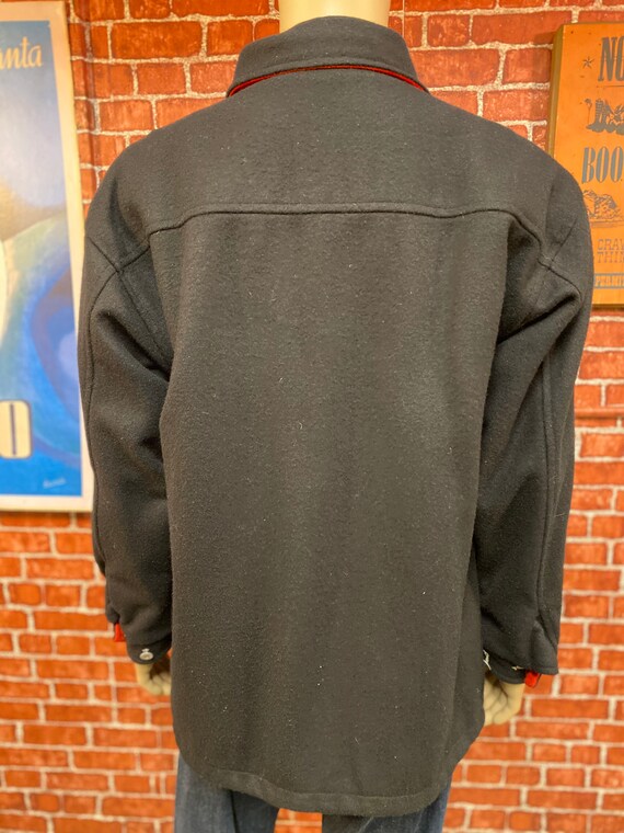 Marlboro Men's Red and Black Reversible Wool Coat Jacket Size