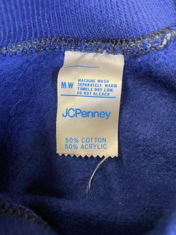 80's JCPenney UNWORN blue soft sweatshirt blank b… - image 9