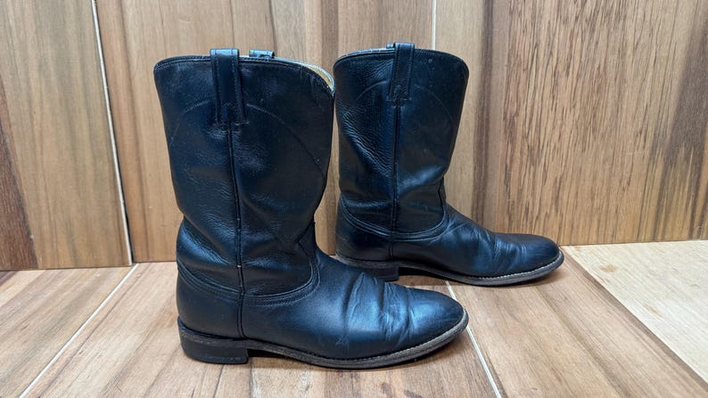 Vtg Dan Post Roper women's cowgirl leather boots style #4121 size 10M made in U.S.A. afbeelding 7