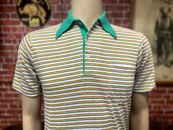 80's Pro Action men's fashion striped knit shirt … - image 1