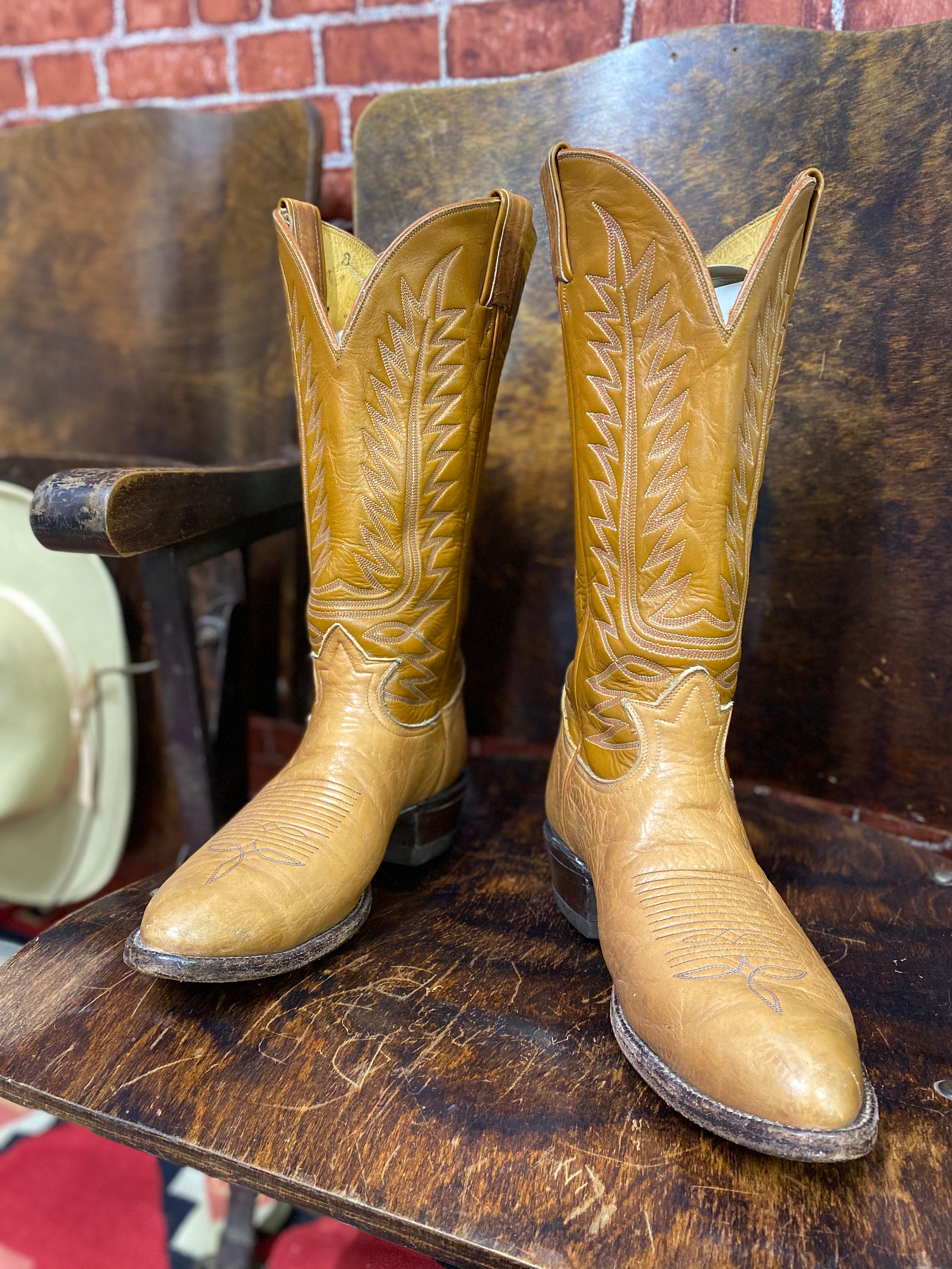 Bottes De Cowboy Vintage TONY LAMA 6616 - Homme Taille 8.5 D - Cuir Marron (occasion)