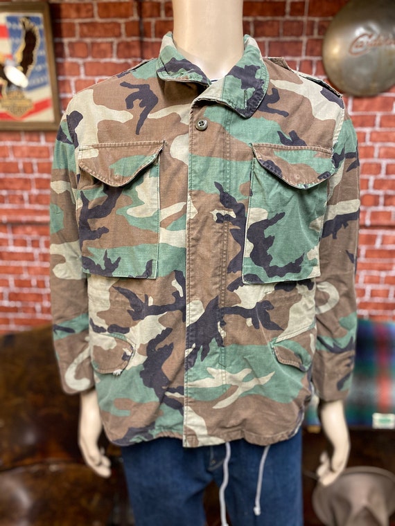 80's M-65 field cold weather jacket camouflage fa… - image 3