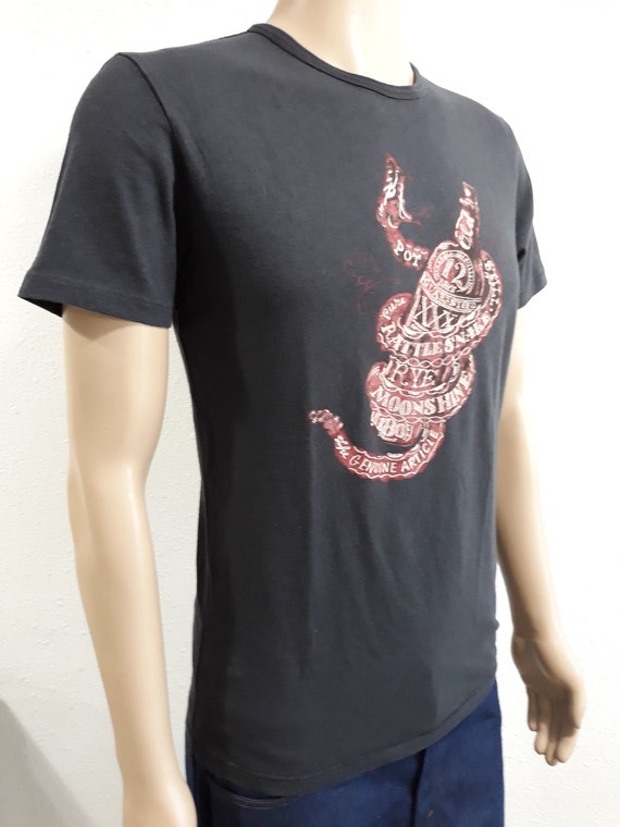 Rattle snake moonshine black 100 % cotton t-shirt… - image 3