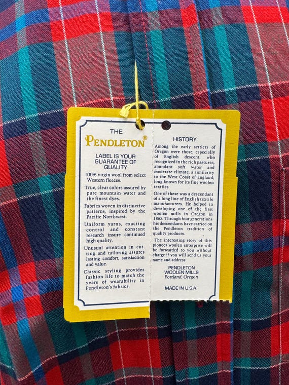 Dead-stock Pendleton button down plaid wool shirt… - image 13