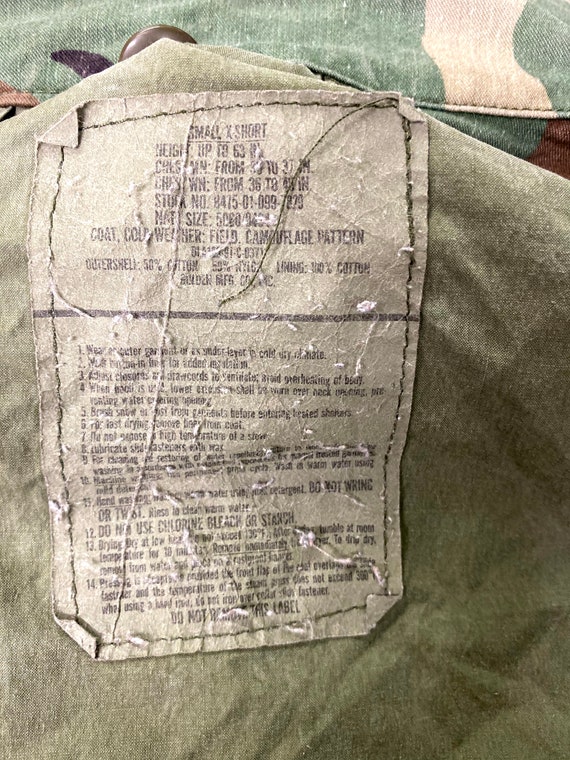 80's M-65 field cold weather jacket camouflage fa… - image 10