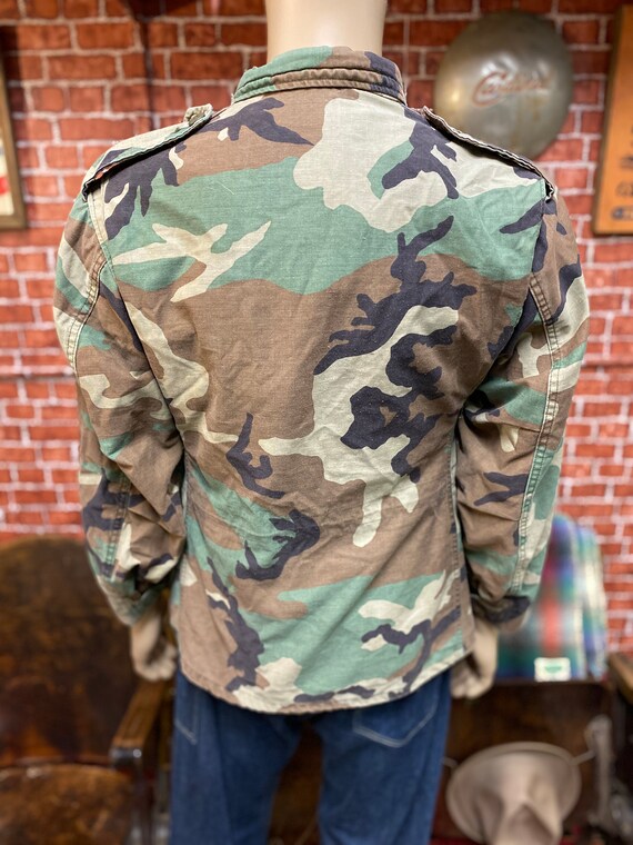 80's M-65 field cold weather jacket camouflage fa… - image 8